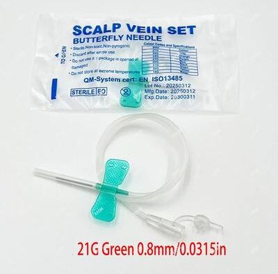 Uplift Treasures Disposable Butterfly Infusion Needle For Pet IV Therapy 21g Green 50pcs