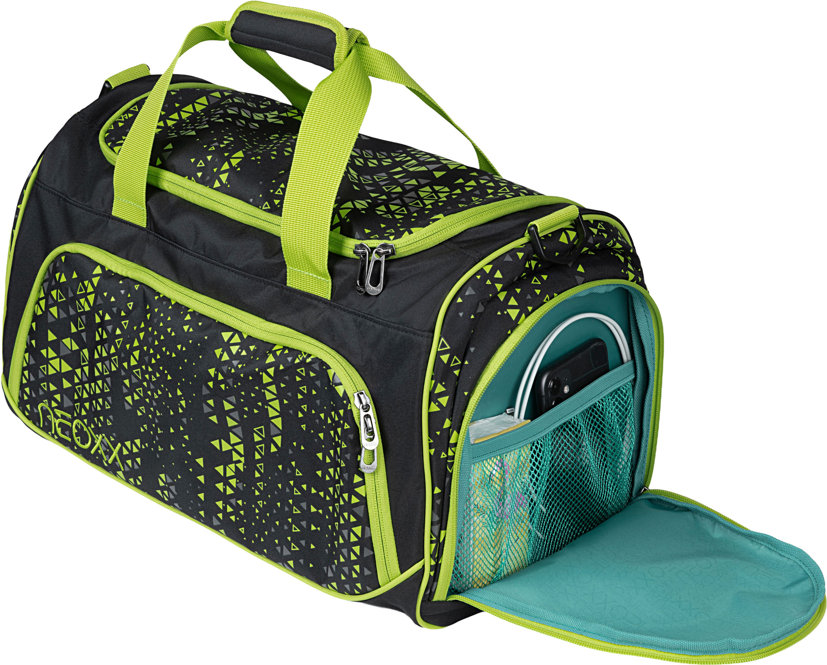 Sporttasche NEOXX "Move", Damen, Gr. B/H/T: 43cm x 26cm x 24cm, grün (code breaker), Polyester, Taschen Sporttasche, teilweise aus recyceltem Material code breaker B/H/T: 43cm x 26cm x 24cm