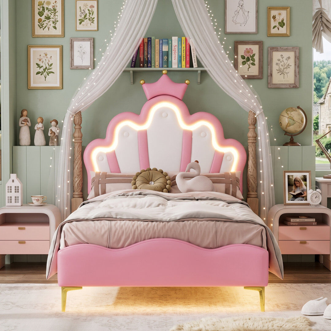 Canora Grey European Single (90 X 200 Cm) Bed Frame Pink