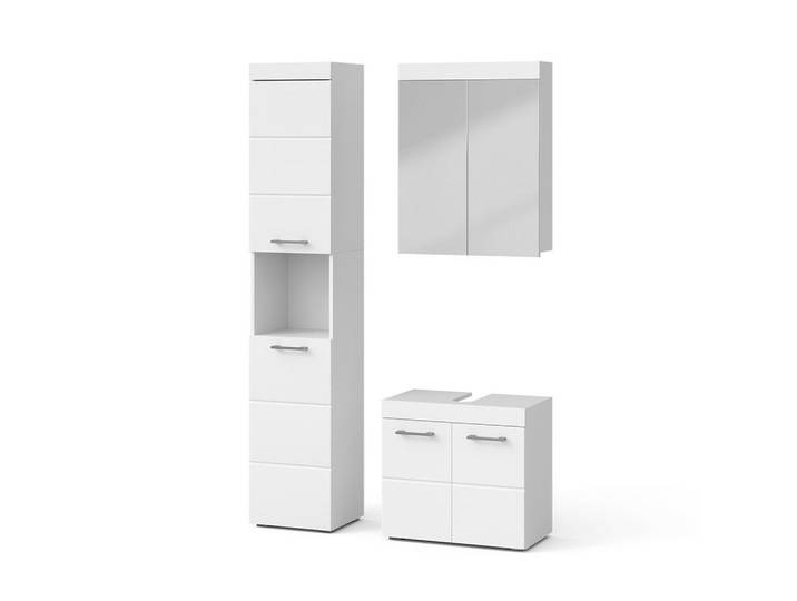 Vicco Badmöbel-Set Luna, Weiß, 3-teilig, 10 Fächer, nicht einzeln stellbar,Rechteckig, 60x56x34 cm, Badezimmer, Badmöbelsets & Badmöbelserien, Badmöbel-Sets