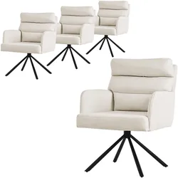 ESSZIMMERSTUHL 4er Set drehbar Beige Stoffbezug