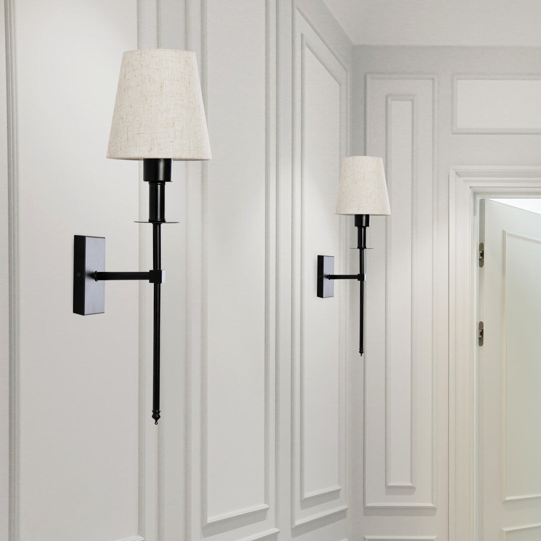 17 Stories Tagert Plastic LED Flush Mounted Sconce Matte Black 57cm H X 16cm W X 19cm D
