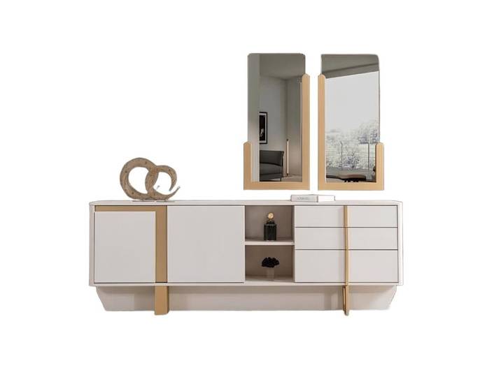 JVmoebel Sideboard Kommode Moderner Stil Beige Farbe Holzrahmen Minimalistisches Design, Made in Europa