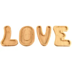 KESPER Servierbretter Snackbrett Holzbrett Tablett Brett 4er-SET Love Bambus