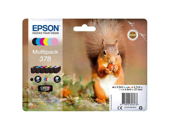 Epson Squirrel Multipack 6-colours 378 Claria Photo HD Ink, Rendement standard, Noir, Cyan, Cyan clair, Magenta, Magenta clair, Jaune, 5,5 ml, 4,1 ml,