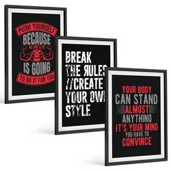 BILDER SET 3er Set - 40x60 cm Schwarzer Rahmen - Motivation, Training, Selbstentwicklung
