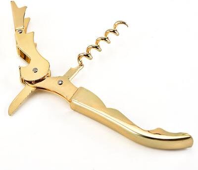 Inspire Daily Merch Gold Plated Corkscrew Waiter's Wine Key Bottle Opener Double Hinge Bar Tool For Home & Office Use Gold Plated Corkscrew Waiter's Wine Key Bottle Opener Double Hinge Bar Tool For Home & Office Use