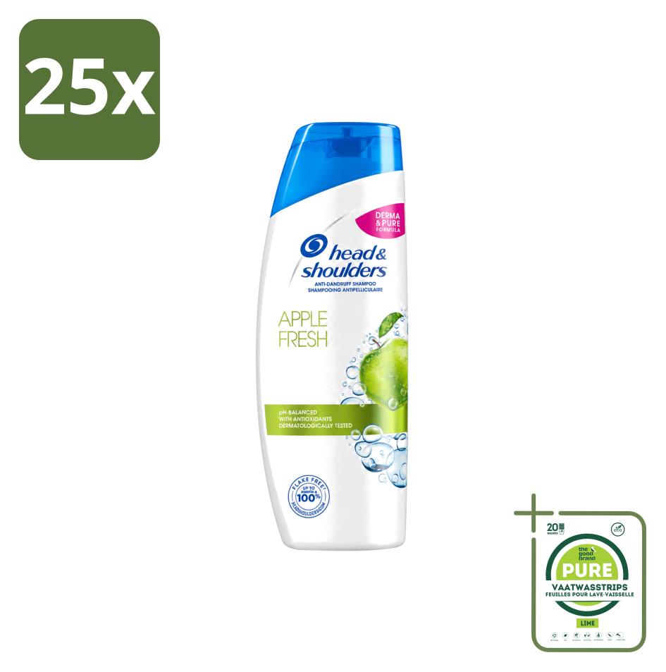 25 x Head & Shoulders Apple Fresh Anti-Schuppen-Shampoo - 1 Liter - Großpackung - 25 Stücke