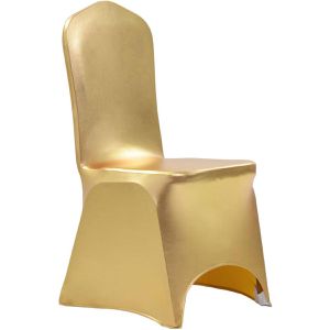 vidaXL Stuhlhusse 133556, elastisch, gold, für Esszimmerstühle, bodenlang, aus Mischgewebe, 6er Set