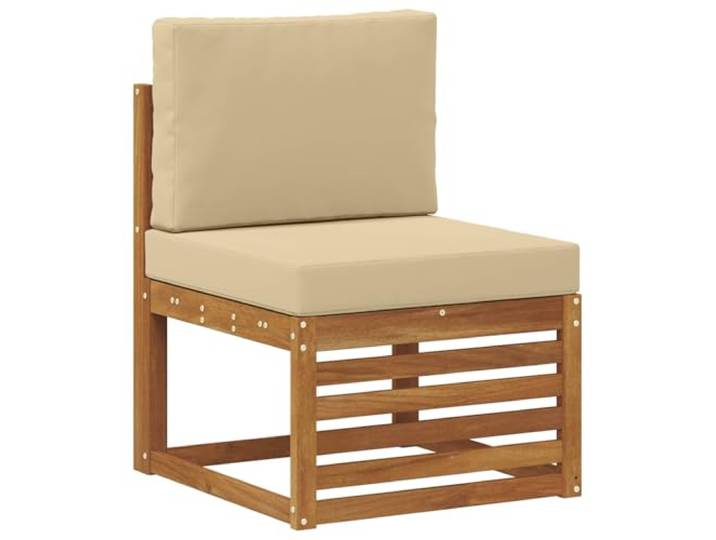 KTHLBRH Sektionales Sofa-Set, 6-teilig, aus Akazienholz, natur Modular für Garten, Terrasse, abnehmbare Kissen, Lattenrost-Design, pflegeleicht