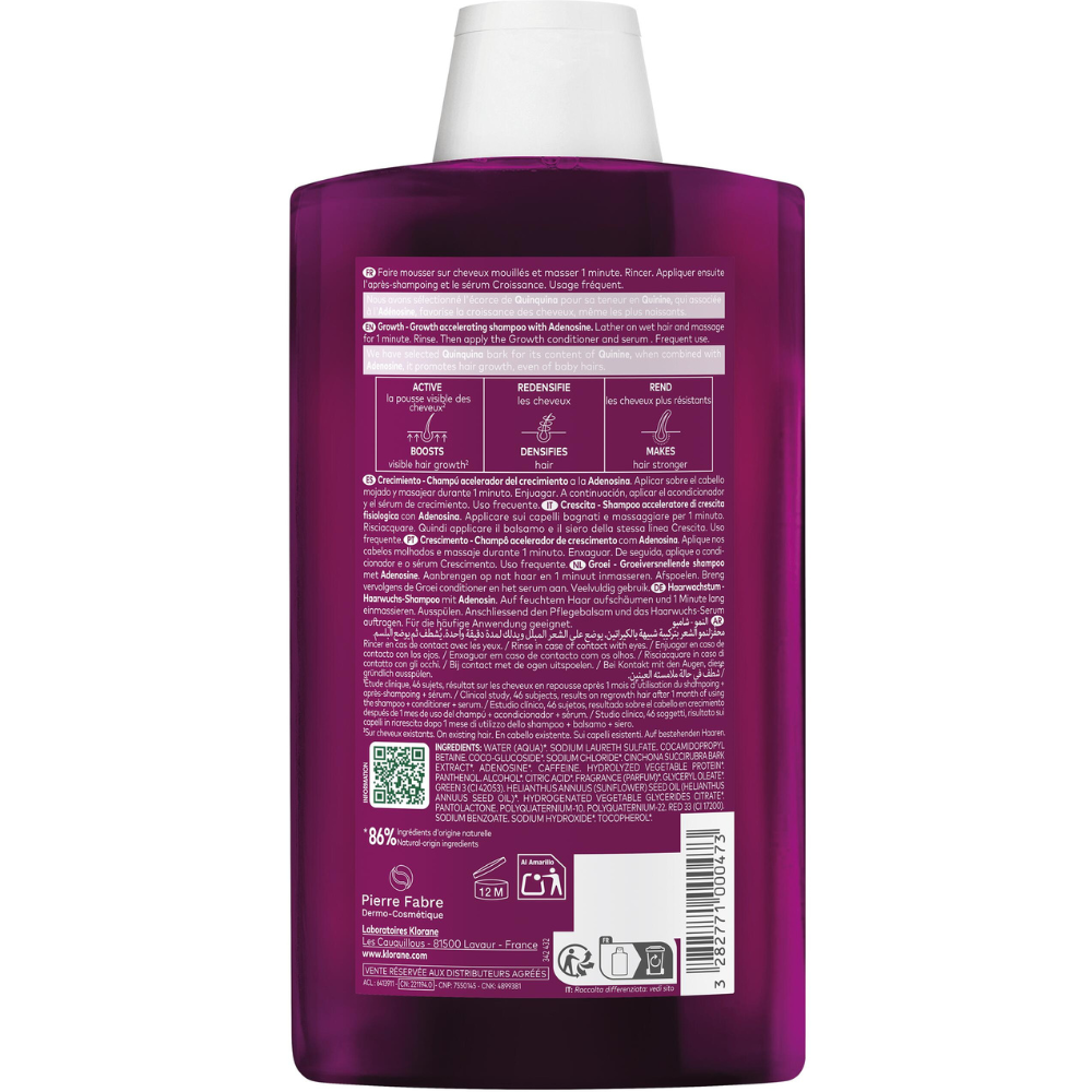 Klorane Quinine Growth Accelerating Shampoo Baby Hair 400mL