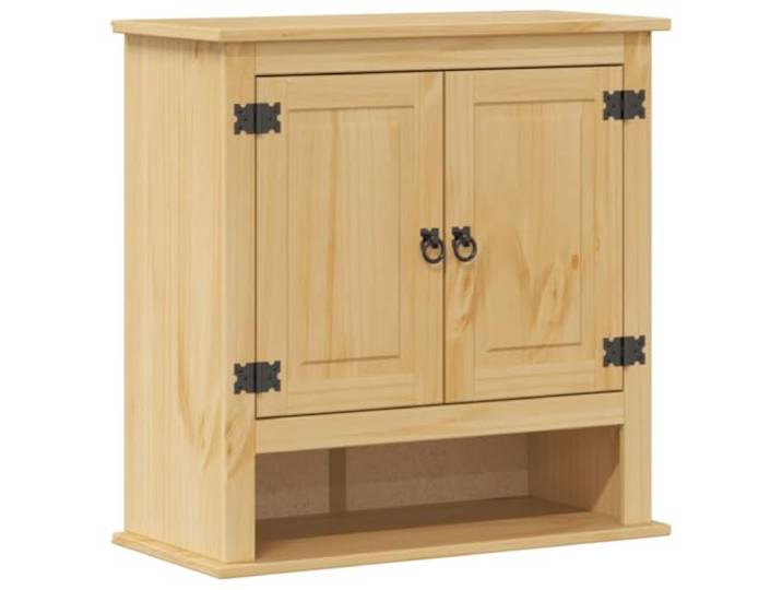 POUFGDR Wandschrank aus massivem Kiefernholz Griffe aus Metall, Wandbefestigung, platzsparend, rustikaler Look, dekorativ