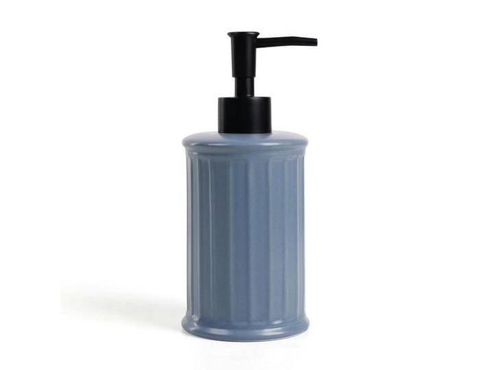 Seifenspender Keramik Blau 350ml, 9x14.3x9 cm, Badaccessoires, Seifenspender