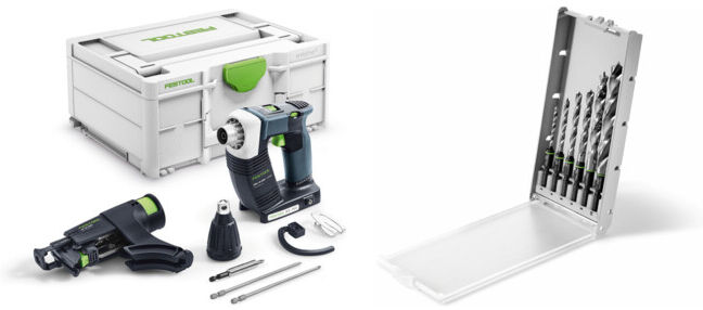 Set Festool Akku-Bauschrauber DWC 18-4500 Basic DURADRIVE + Bohrerkassette BKS SYS3 D3-10 CE/W