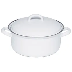 Riess Kasserolle mit Deckel Ø14cm 0,8L Weiss Emaille
