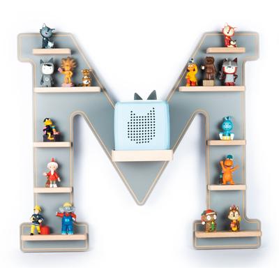 Wandregal BOARTI "Holz Regal Buchstabe M für Toniebox Tonies Figuren", grau, B:60cm T:19cm, Regale, Wandregal