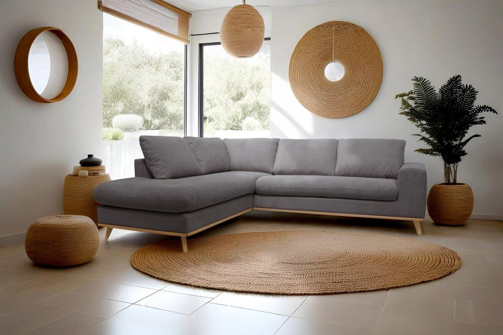 MAISONS DU MONDE x POLE POSITION Canapé d'angle gauche 5/6 places gris moyen Gris 266x85x221cm