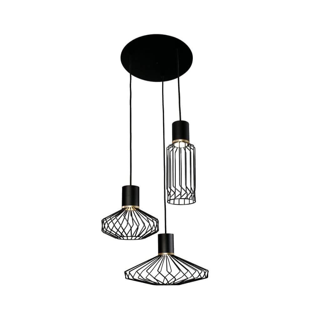 Pico Lyora 3-lichts hanglamp - Zwart - Metaal