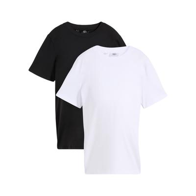 Umstandsshirt BONPRIX, Damen, Gr. 36/38 (S), schwarz, weiß, Jersey, Obermaterial: 95% Baumwolle, 5% Elasthan, unifarben, loose fit hüftbedeckend, Rundhals, Shirts Umstandsshirt, Loose Fit Passform - perfekt für die Schwangerschaft