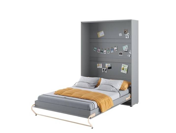 Homlando Lenart Schrankbett - Wandbett Concept Pro CP01 140x200 cm - Schrankklappbett Vertikal - Schrank mit integriertem Klappbett - Funktionsbett (Grau Matt)