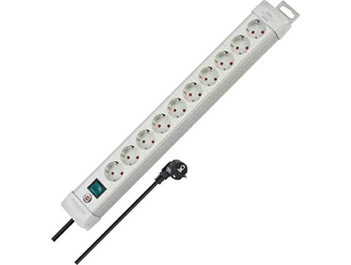 BRENNENSTUHL 1955500100 - Base múltiple Premium-Line Gris Claro Con varias posibilidad de instalación y fijación (10 Tomas)