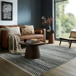 Teppich gestreift Schwarz-Weiß 80 x 140 cm - PERRAN   Kadima Design