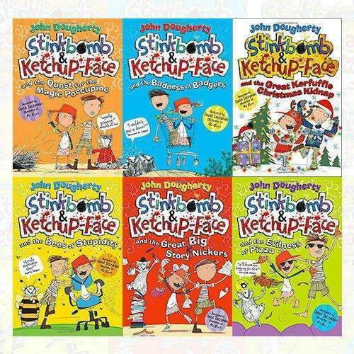 OXFORD UNIVERSITY PRESS Stinkbomb & Ketchup-Face 6 Book Box Set by John Dougherty – Funny Adventure Series Collection
