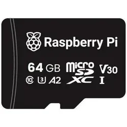 Raspberry Pi Micro SD(HC) Card (64 GB, microSDXC, U3, UHS-I), Speicherkarte, Schwarz