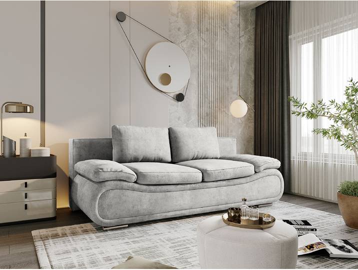 Schlafsofa Grau/Silbergrau Webstoff 200 x 78 x 90cm mit Schlaffunktion Modern