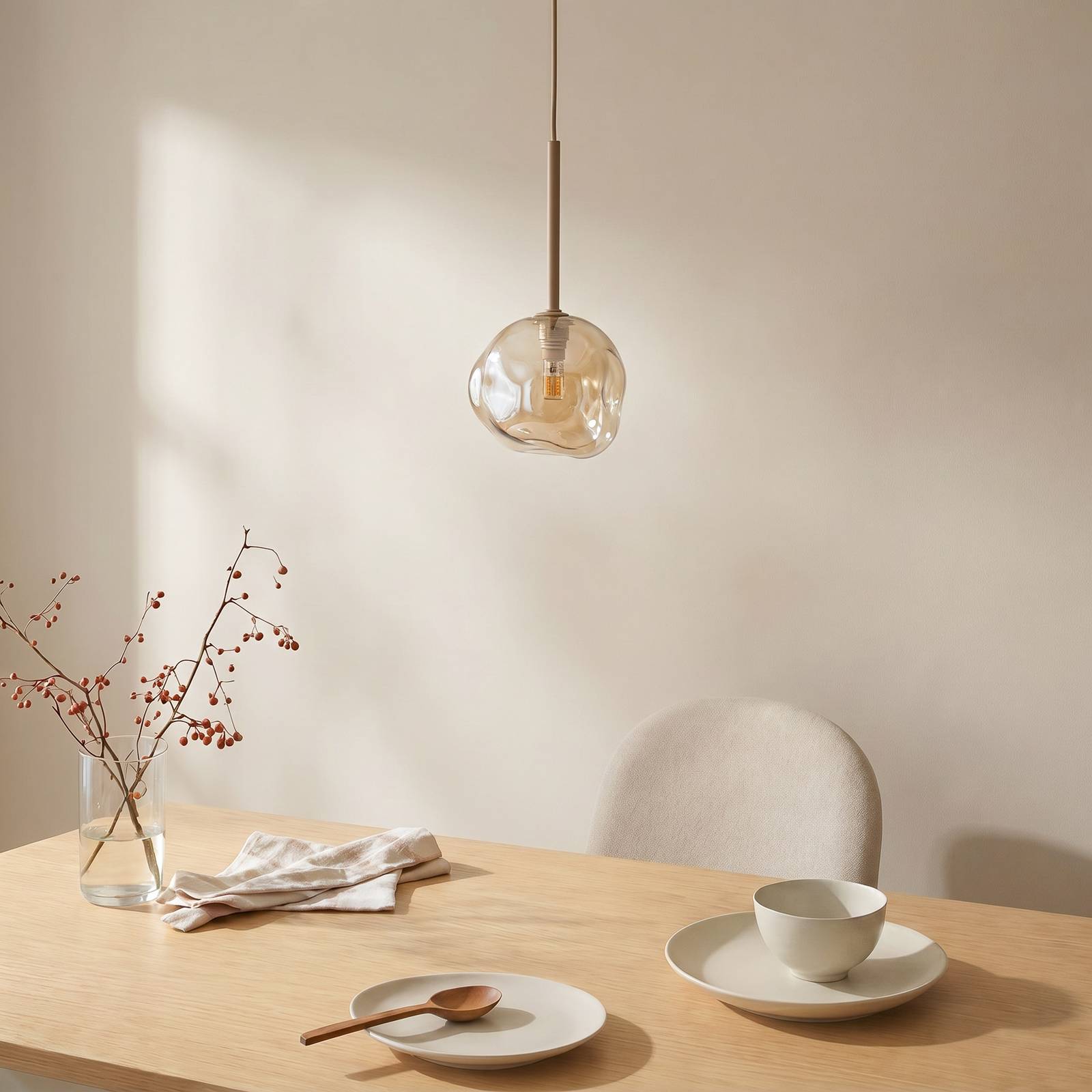 Hängelampe Lava TK Lighting, dimmbar, creme / amber, für Wohn- / Esszimmer, Glas, Modern, Pendelleuchte