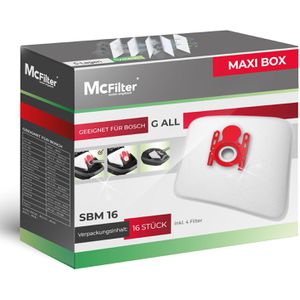 McFilter Staubsaugerbeutel SBM 16, mit Ersatzfiltern, für Staubsauger Bosch BGL, BSA, BSD, BSG & MoveOn, 16 Stück