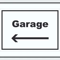 HB-Druck Garage Schild mit Text und Richtungspfeil links Auto Stellplatz waagerecht A2 (420x594mm)