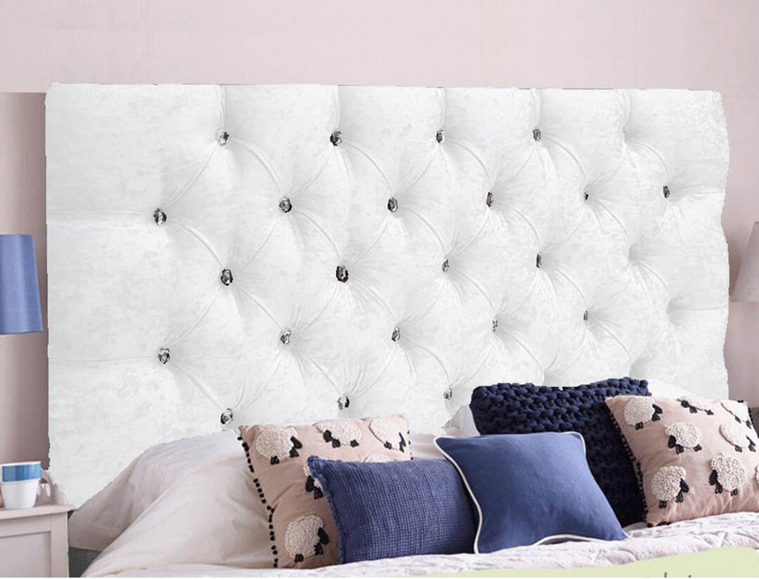 Rosdorf Park Esters Upholstered Headboard Velvet/White Kingsize (5')