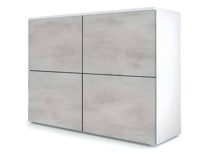 Vladon Commode buffet Rova en Blanc mat - Aspect Béton Oxyde