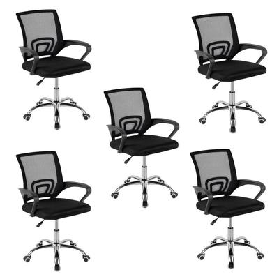 5er-Pack DASCK Bürostühle – Ergonomische Netzstühle mit Höhenverstellung und verchromtem Fuß