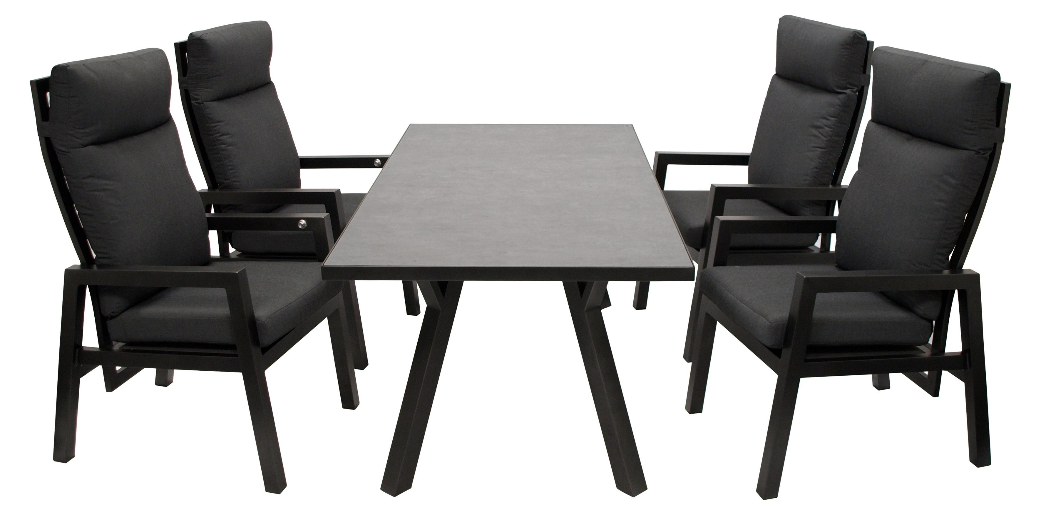 Garnitur 5-teilig 236 x 112 x 180 cm Aluminium Glas Grau