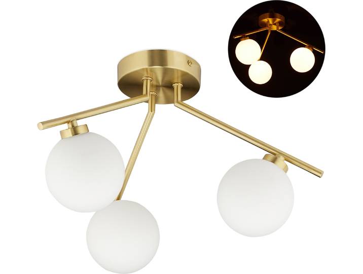 relaxdays 10029519_0 relaxdays GLOBI Deckenleuchte gold\, weiß