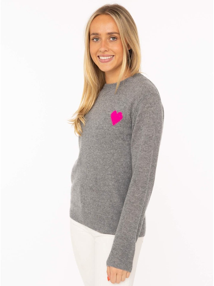 Zwillingsherz Kaschmir-Pullover in Grau - M