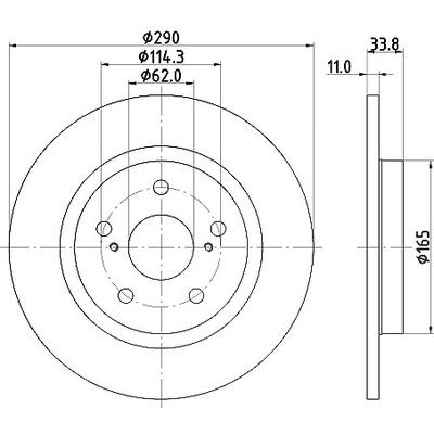Hella Bremsscheibe Hinterachse Voll [Hersteller-Nr. 8DD355116-121] für Toyota