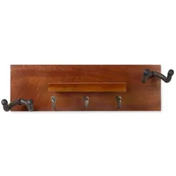 keepdrum Gitarren-Wandhalterung Mahagoni für 2 Gitarren und Zubehör (Bass, E-Gitarre), Instrumentenständer + Halter, Braun