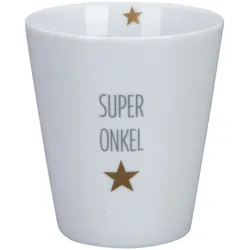 Krasilnikoff Happy Mug Becher Super, Ø8,7 x H10cm, Super Onkel, weiss