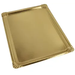 180x Servierplatten, Pappe, PET-beschichtet eckig 34 x 45,5 cm gold Partyplatte