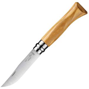 Opinel Klappmesser No.6 Inox, Zweihandmesser, 7cm Klingenlänge, Olivenholz, braun
