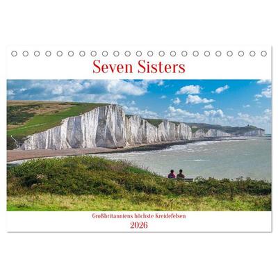 Seven Sisters - Großbritanniens höchste Kreidefelsen (Tischkalender 2026 DIN A5 quer), CALVENDO Monatskalender