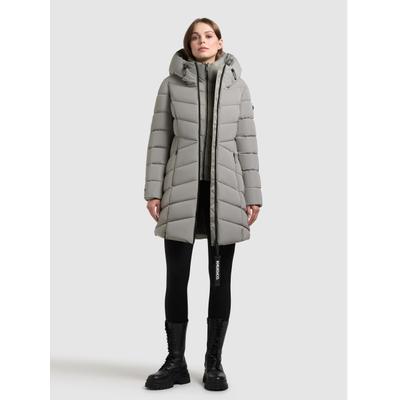 Steppmantel KHUJO "DIER 2IN1 (EINSATZ HERAUSNEHMBAR)", Damen, Gr. M, witcher grün, 100% Polyester, unifarben, regular fit hüftlang, eingesetzt elastischer Bund mit Windstopper, Mäntel Steppmantel