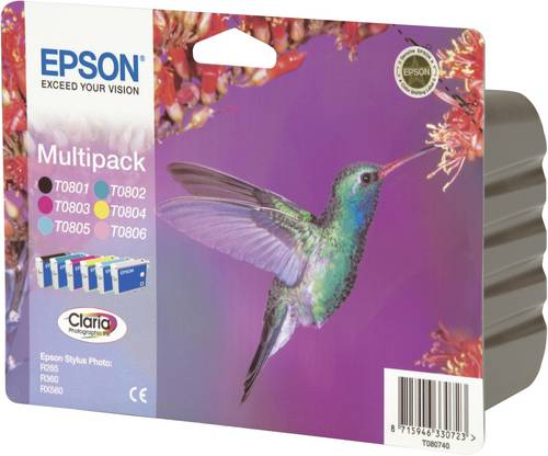 Epson T0807 Multipack - 6er-Pack - 44.4 ml - Schwarz, Gelb, Cyan, Magenta, hellmagentafarben, hell Cyan