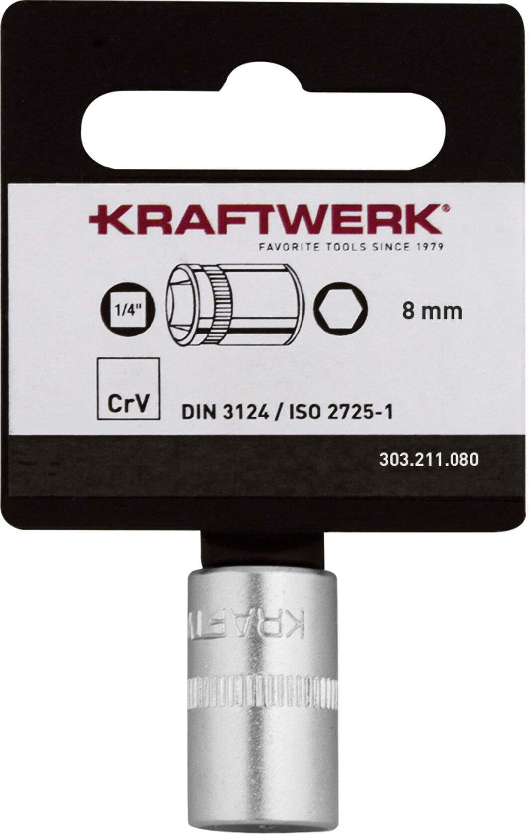 Kraftwerk BASIC LINE 1/4" Steckschlüsseleinsatz 8 mm mit Hänger (303.211.080)