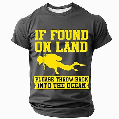 Falls an Land gefunden, bitte zurück ins Meer werfen. Lustiges Taucher-T-Shirt für Herren, rot, Kurzarm, Größen S, M, L, XL, XXL, XXXL