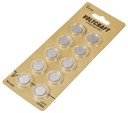 VOLTCRAFT Knopfzelle CR1616 3V 10 St. 50 mAh Lithium VC-11888550
