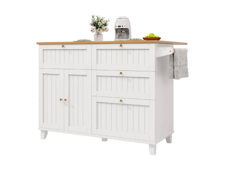 LuxusKollektion Kücheninsel Kücheninsel Küchenschrank Speisewagen Esstisch Weiß 133x70x88cm